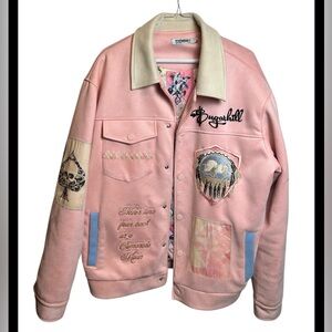 Sugarhill Midnight Raiders Pink Patchwork Western Streetwear Jacket Size XL
